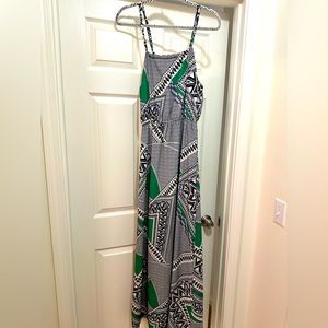 Blue, white, and green summer Mono dress. Size M.